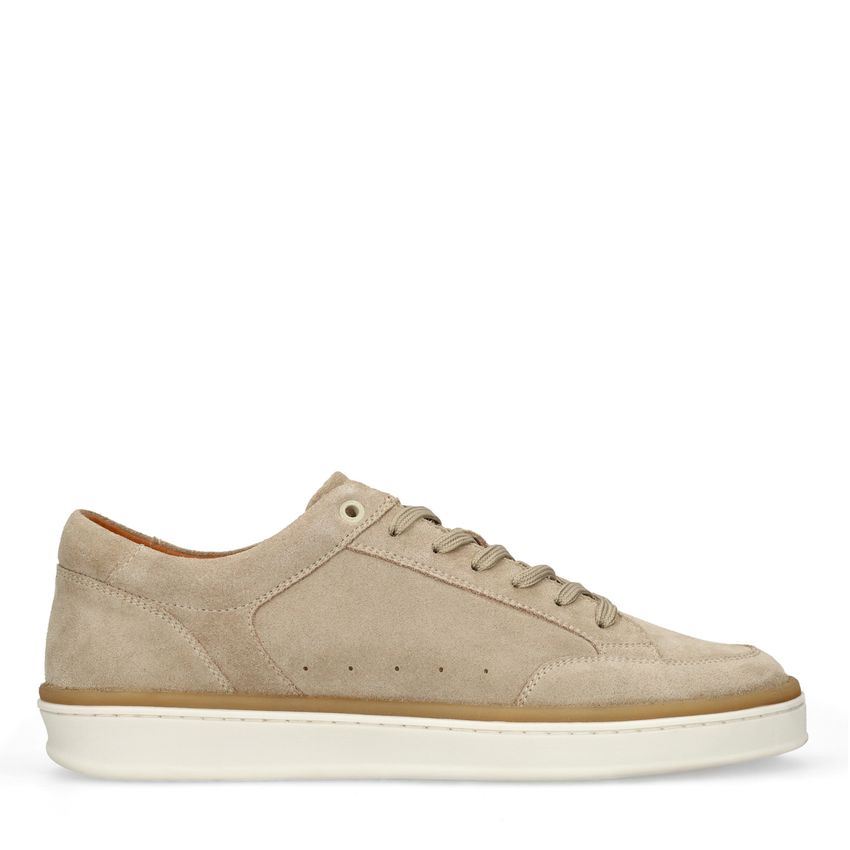 Beigefarbene Veloursleder-Sneaker