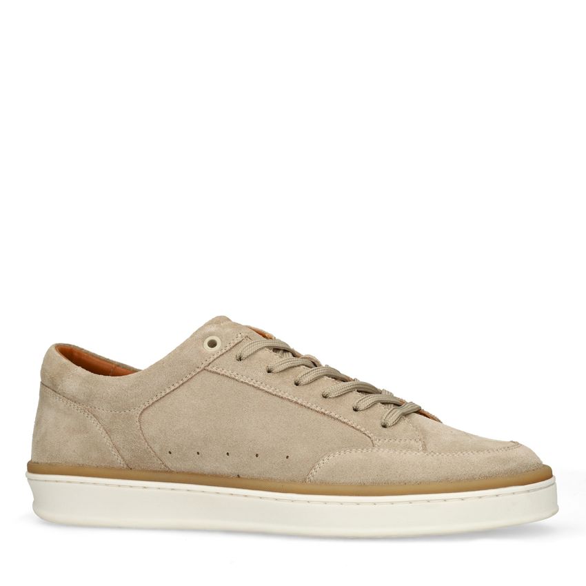 Beigefarbene Veloursleder-Sneaker
