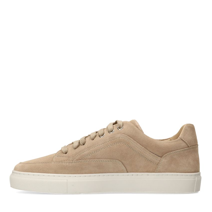 Beigefarbene Veloursleder-Sneaker