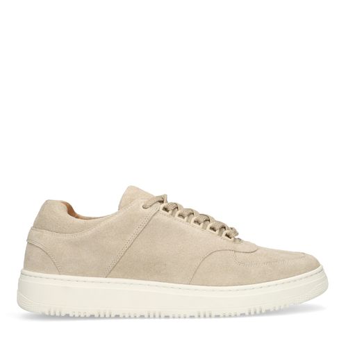 Beigefarbene Veloursleder-Sneaker