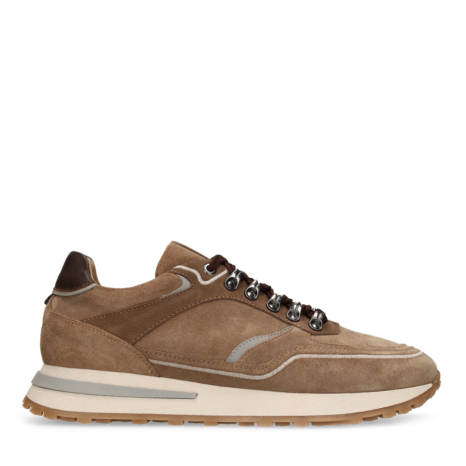 Beigefarbene Veloursleder-Sneaker