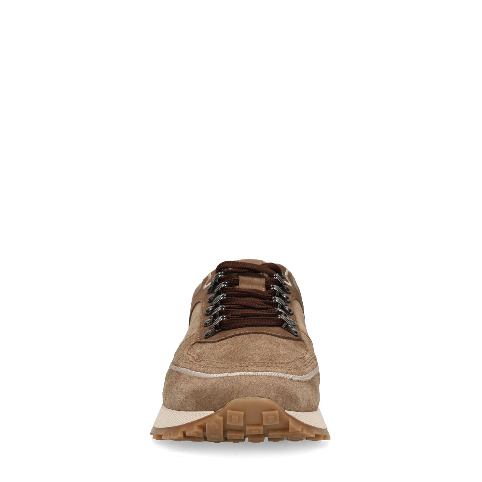 Beigefarbene Veloursleder-Sneaker