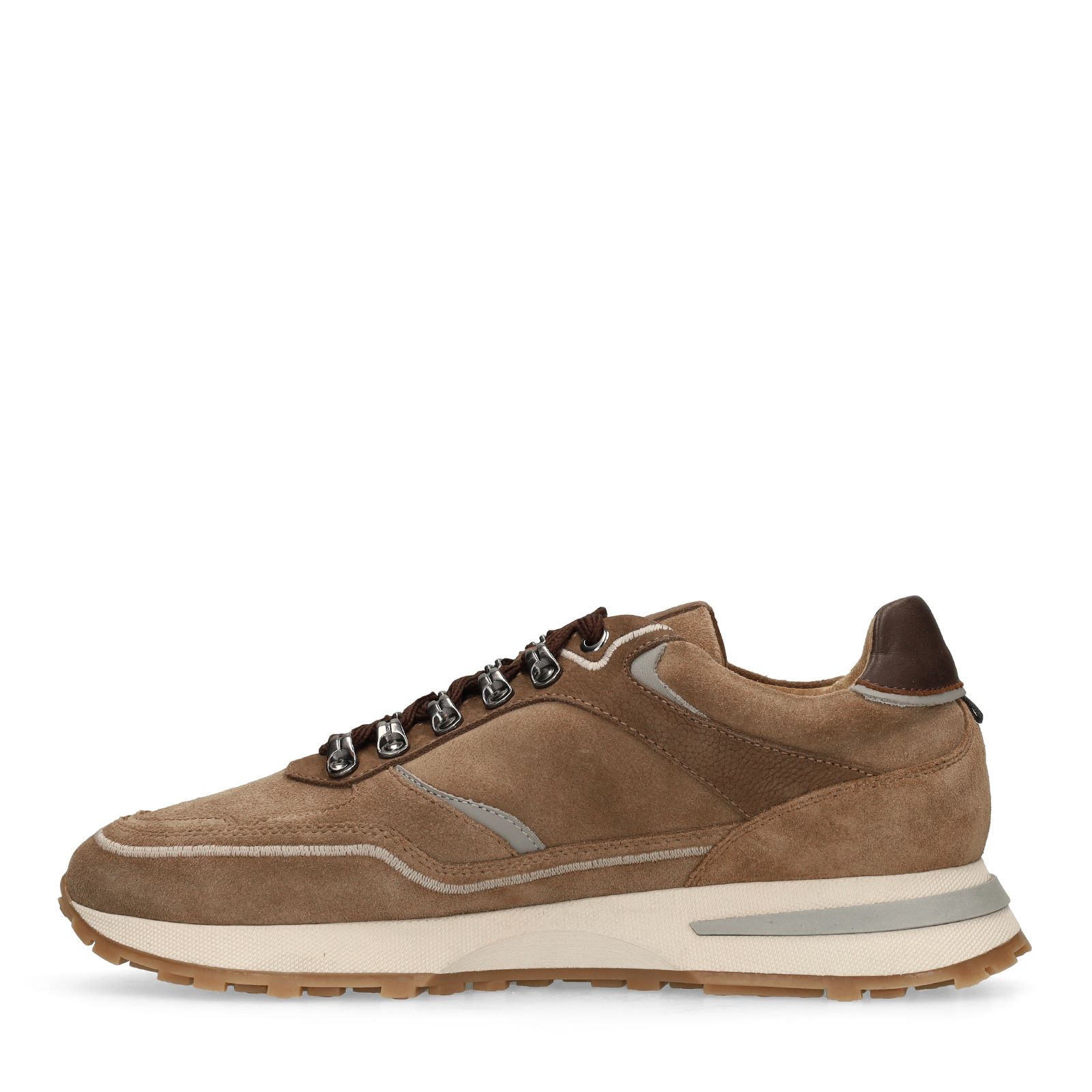 Beigefarbene Veloursleder-Sneaker