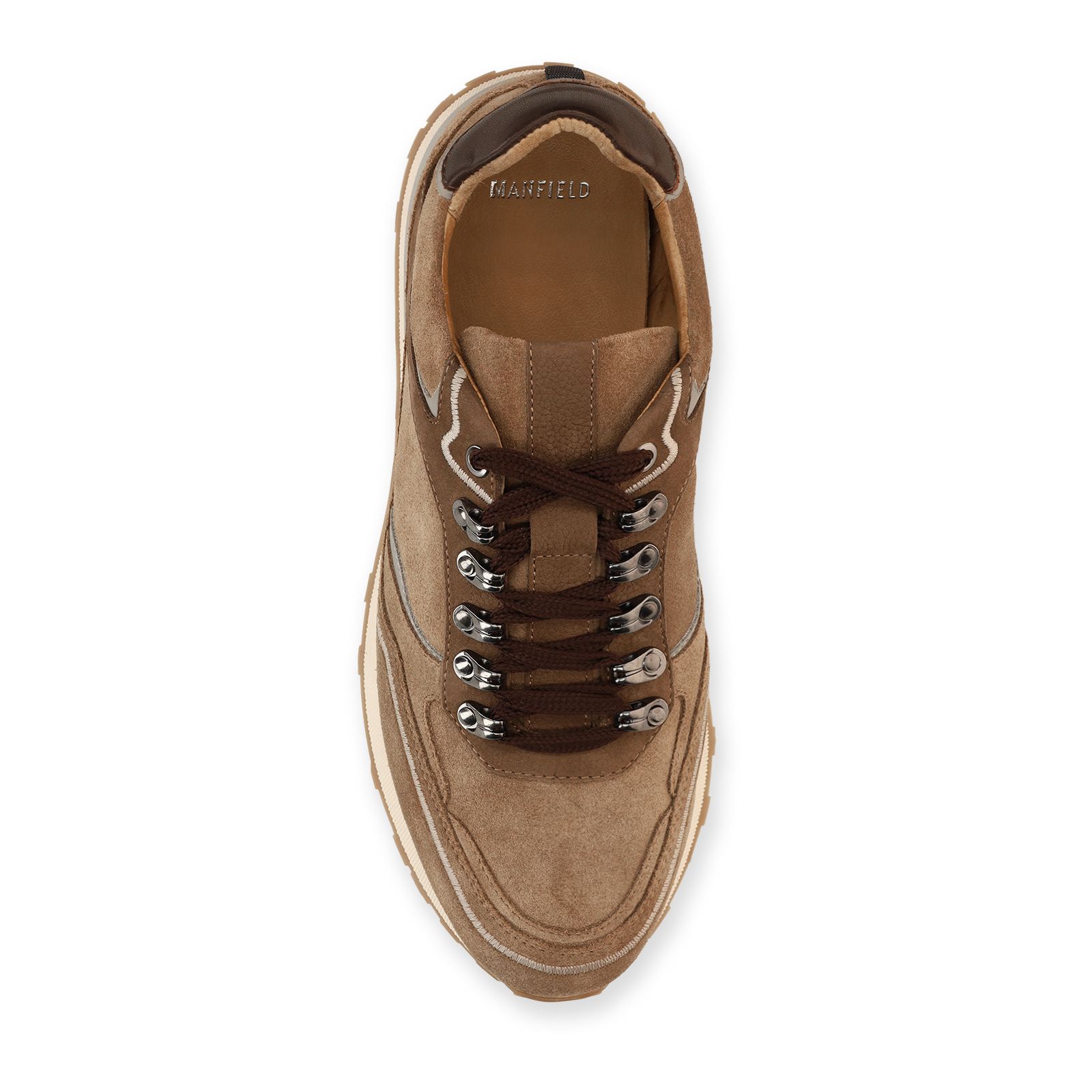 Beigefarbene Veloursleder-Sneaker