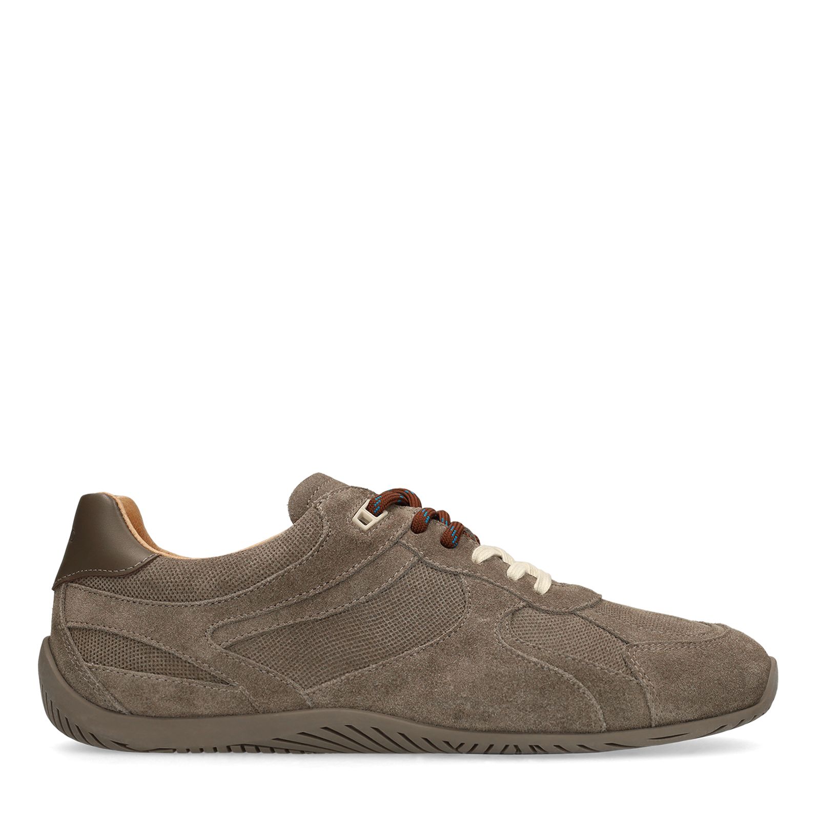 Beigefarbene Veloursleder-Sneaker
