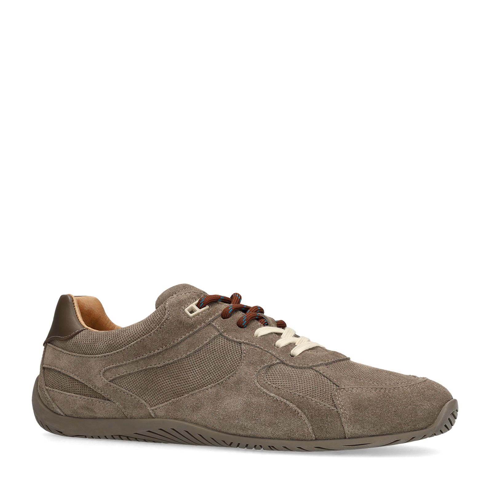 Beigefarbene Veloursleder-Sneaker