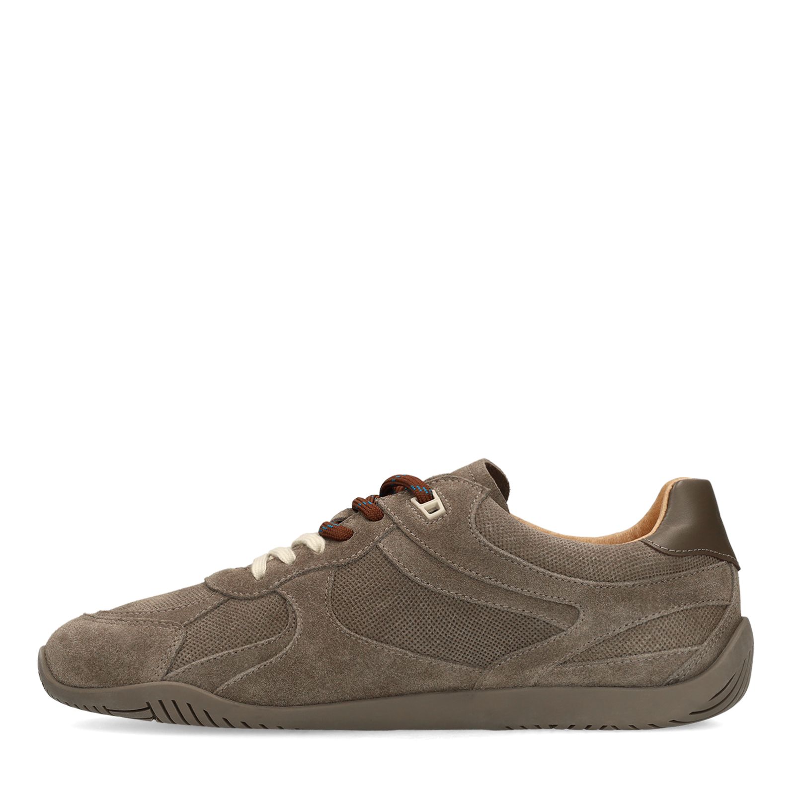 Beigefarbene Veloursleder-Sneaker