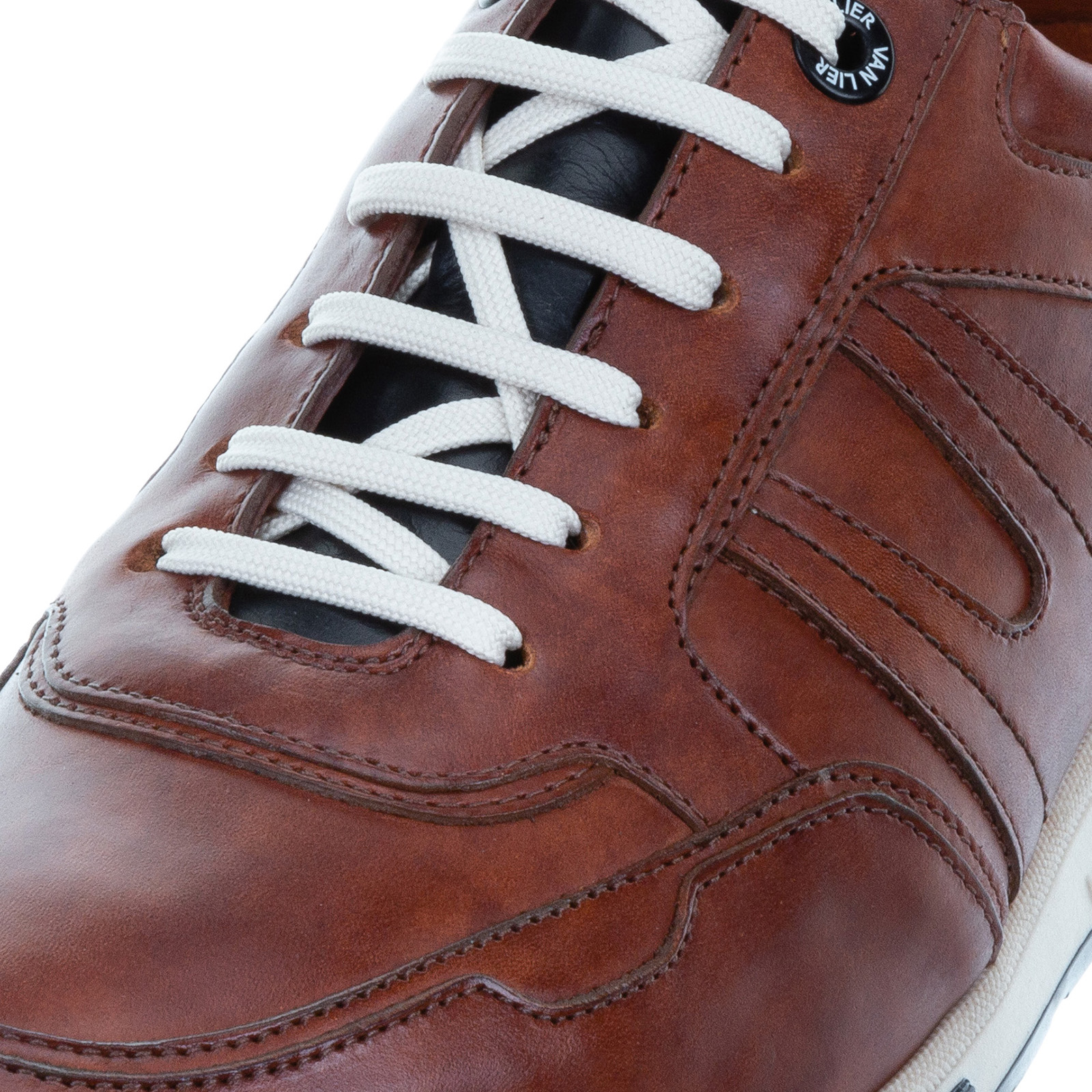 Cognacfarbene Ledersneaker | Flache sneaker | Manfield | Manfield