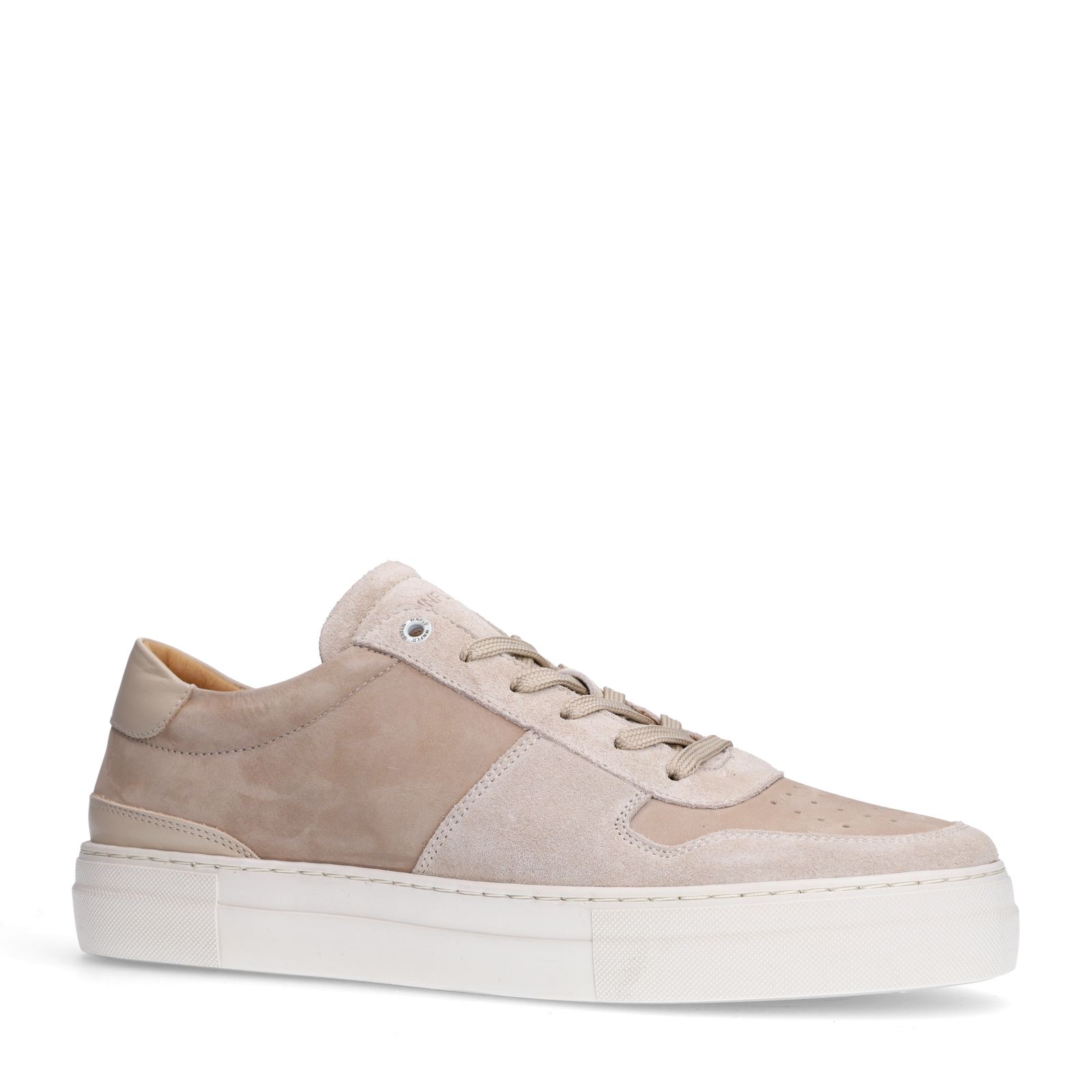 Beigefarbene Veloursleder-Sneaker