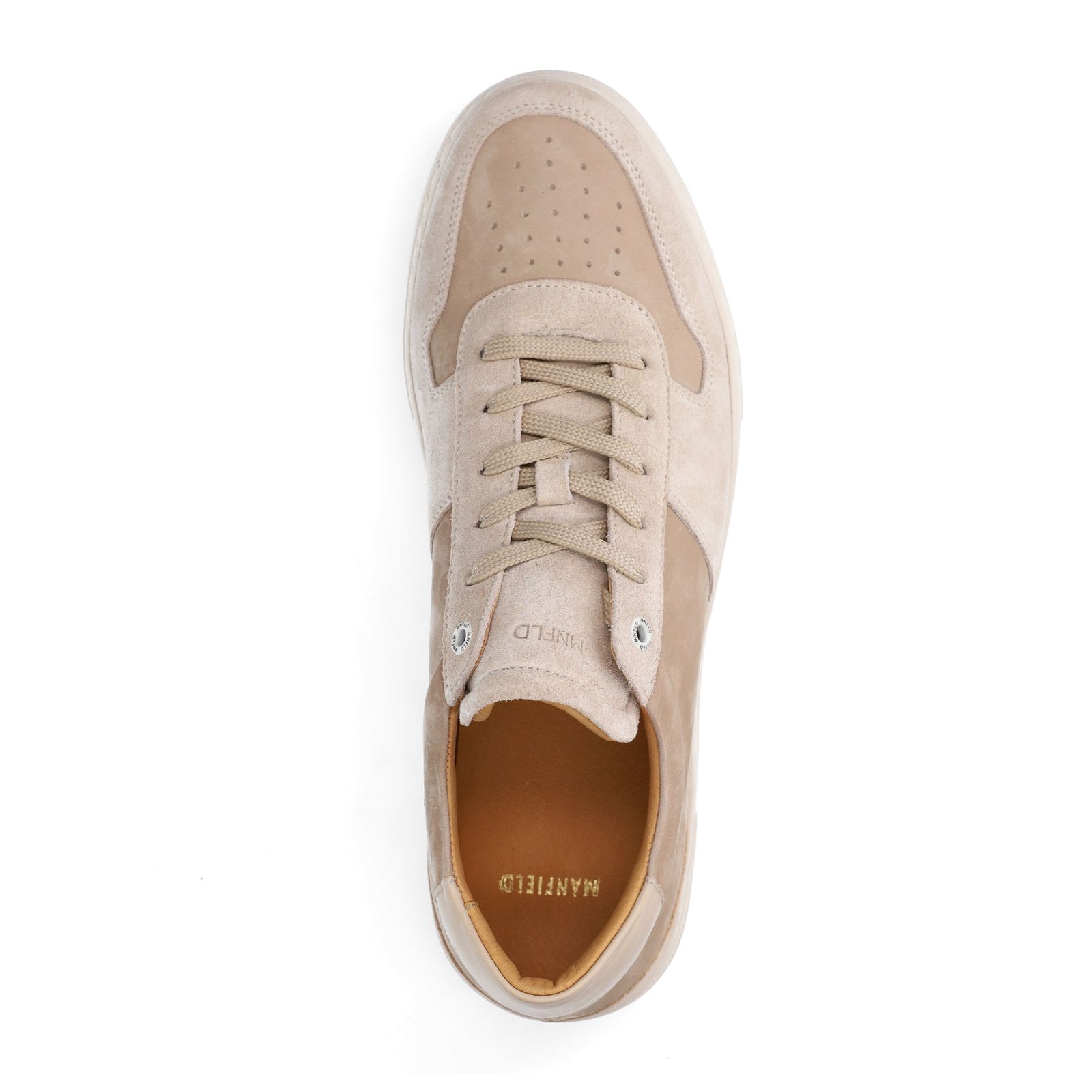 Beigefarbene Veloursleder-Sneaker