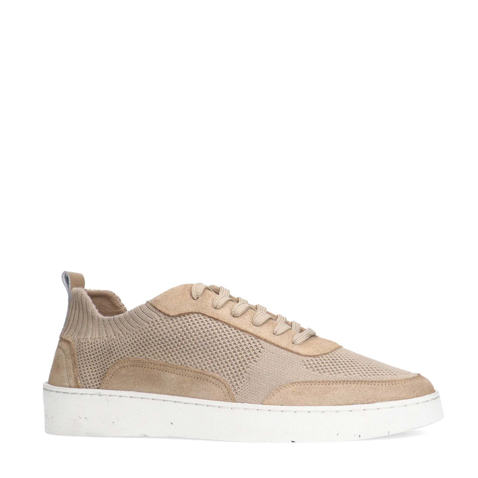 Beige knit fabric sneakers