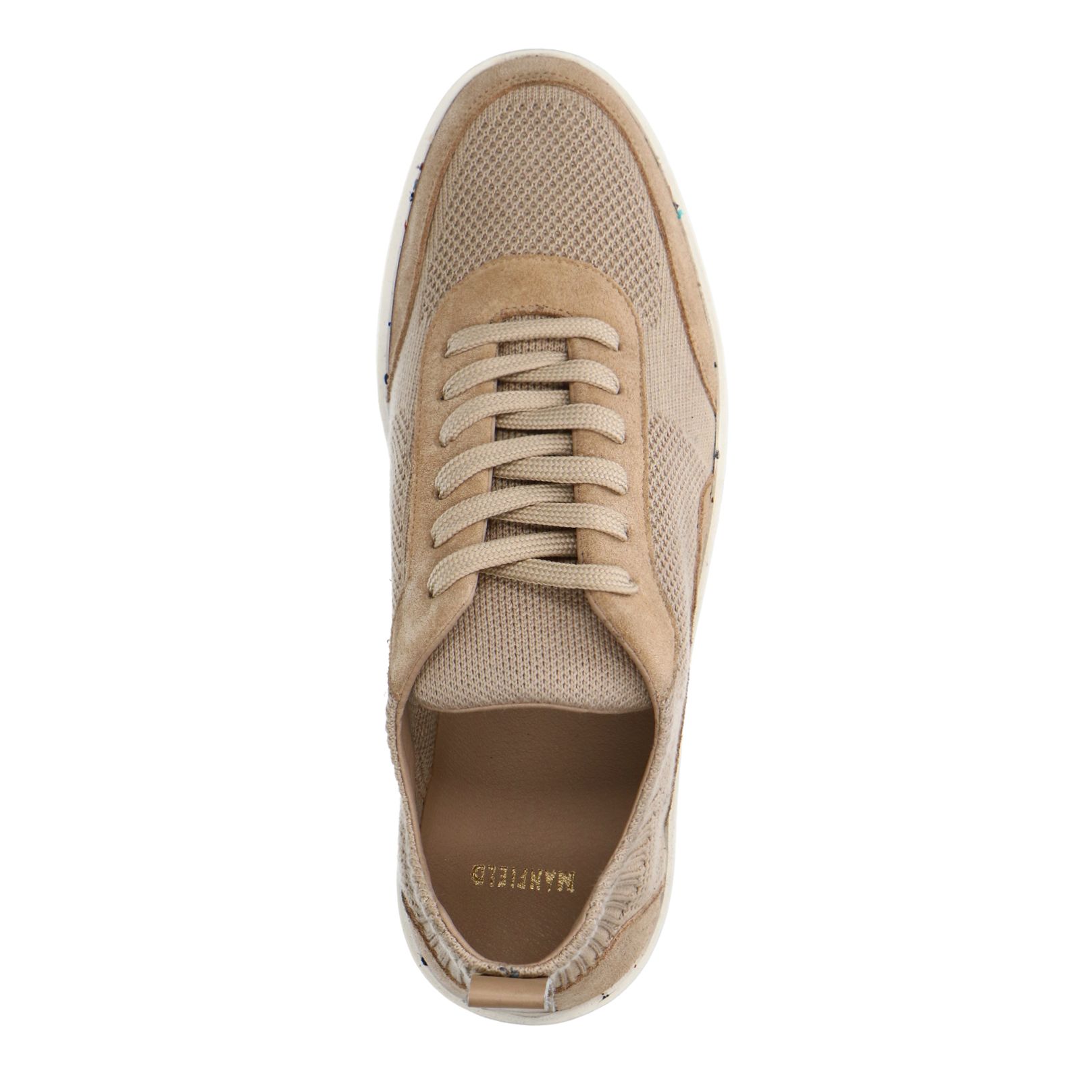 Beige knit fabric sneakers