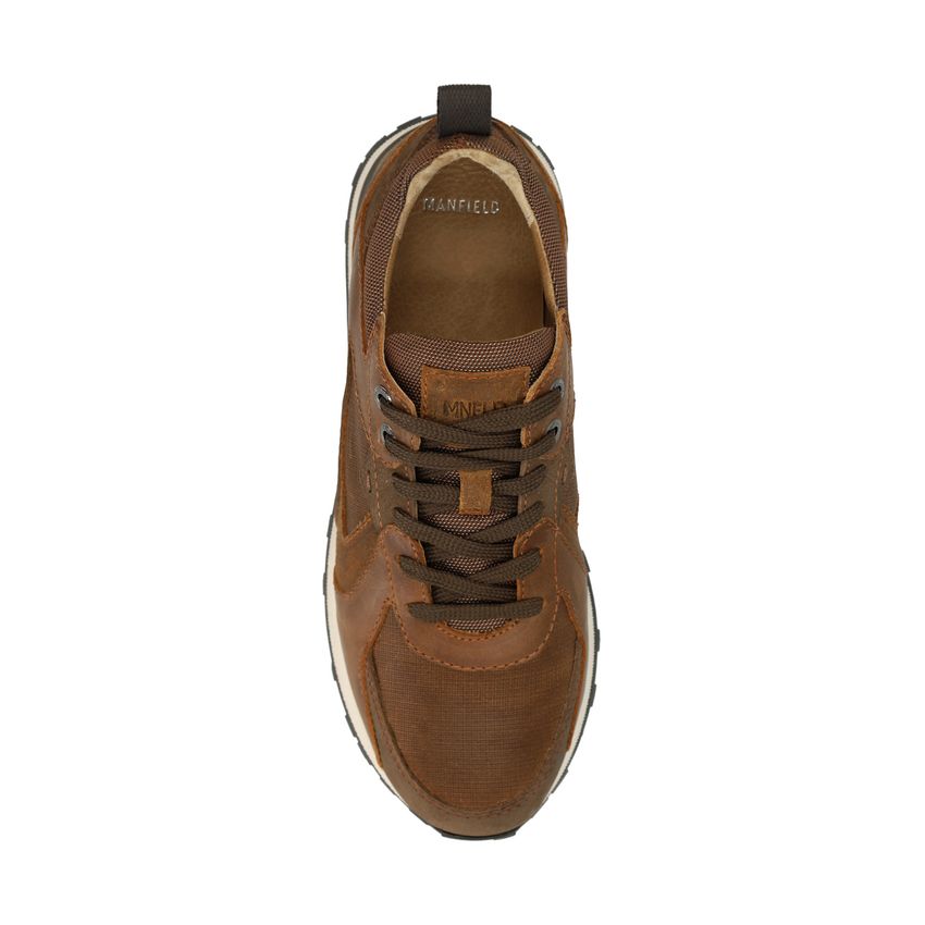 Cognac leren sneakers