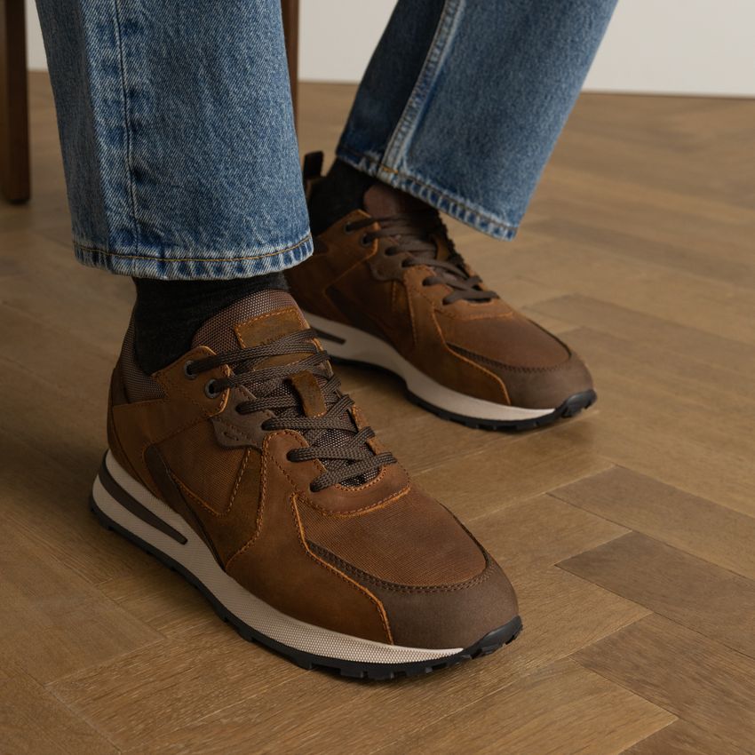 Cognac leren sneakers