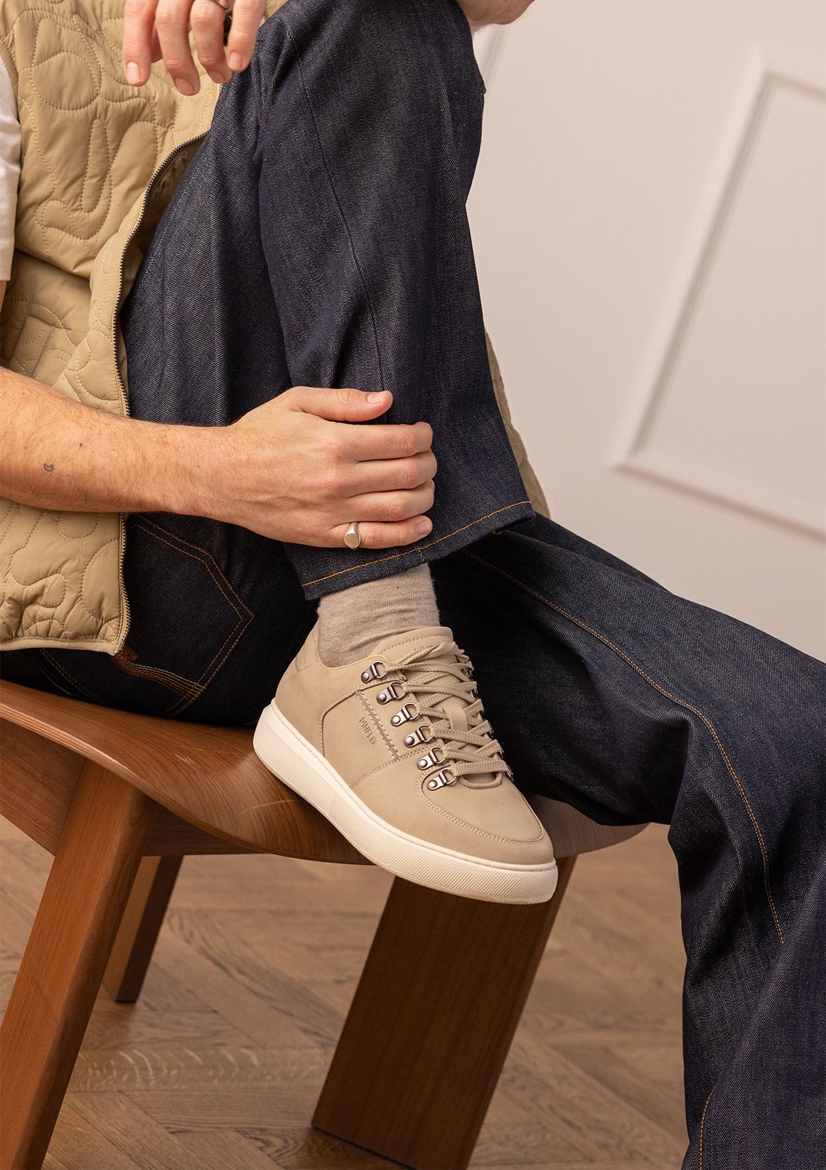 Beige nubuck sneakers
