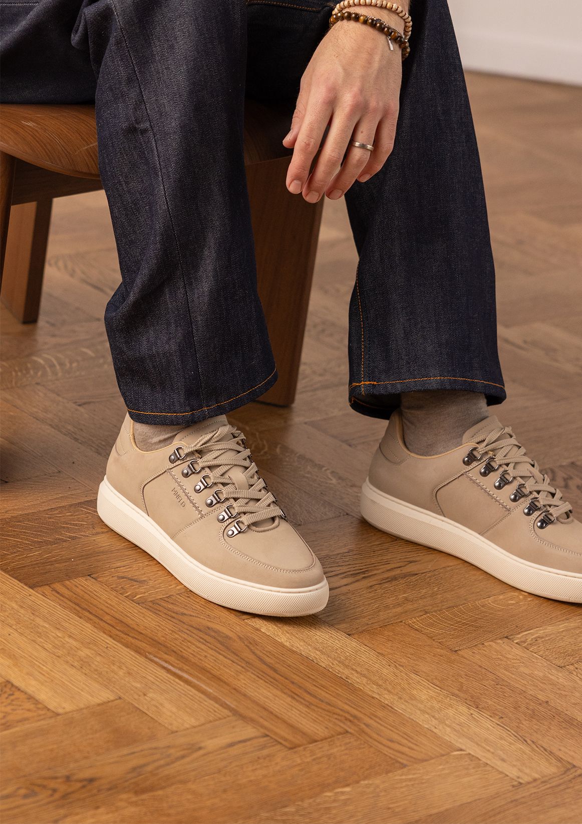 Beige nubuck sneakers