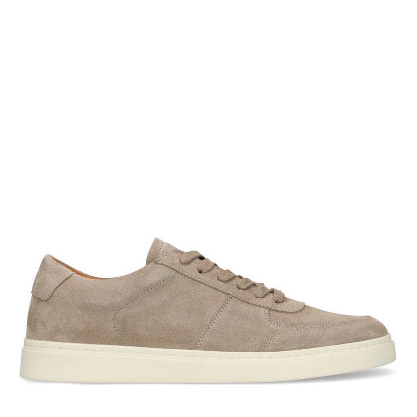 Beigefarbene Veloursleder-Sneaker