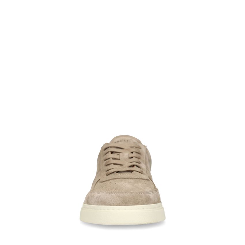 Beigefarbene Veloursleder-Sneaker
