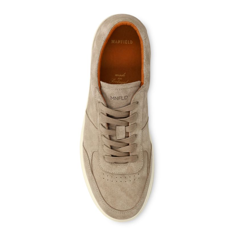 Beigefarbene Veloursleder-Sneaker