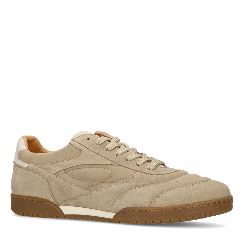 Beigefarbene Veloursleder-Sneaker