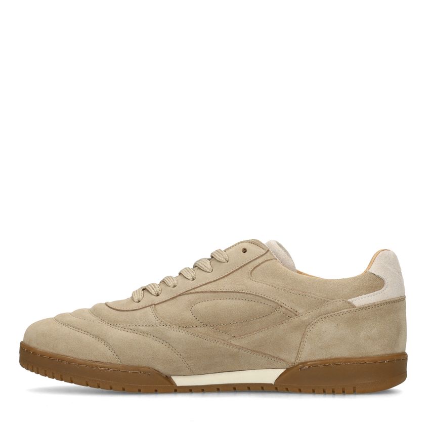 Beigefarbene Veloursleder-Sneaker