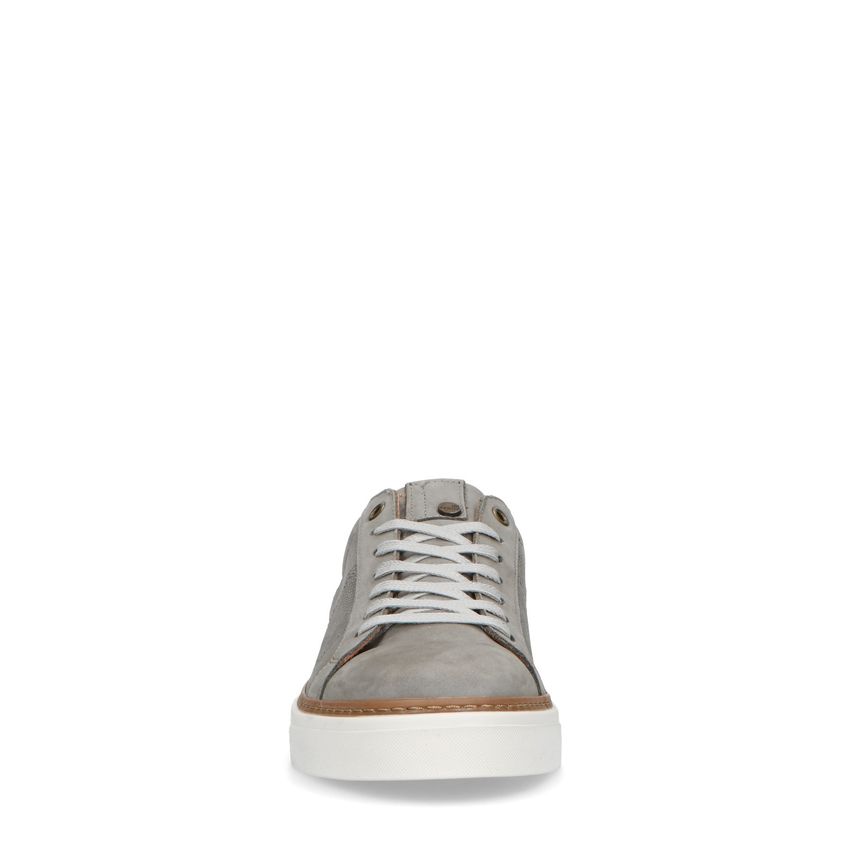 Taupe nubuck sneakers met witte zool