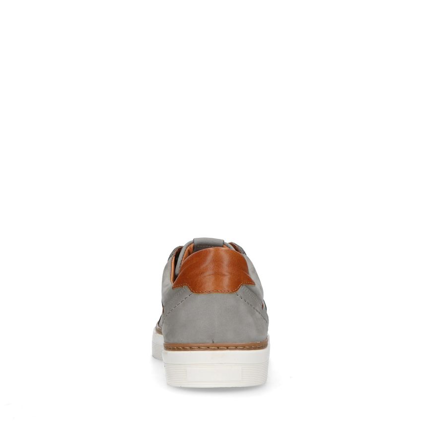 Taupe nubuck sneakers met witte zool