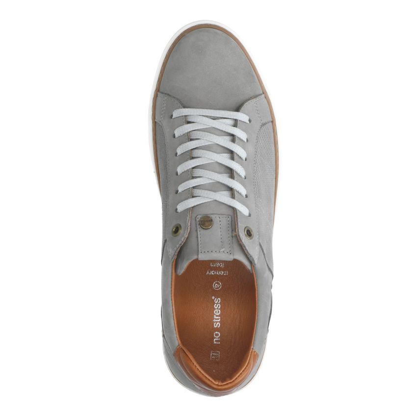 Taupe nubuck sneakers met witte zool