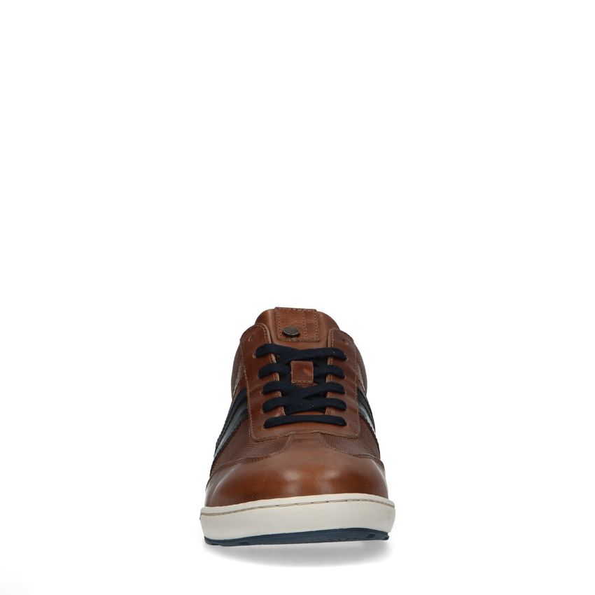 Cognac leren sneakers met details