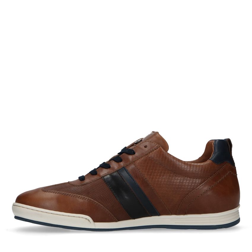 Cognac leren sneakers met details