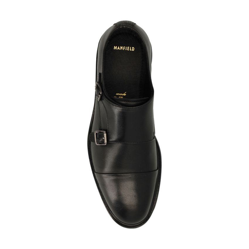 Zwarte leren gespschoenen