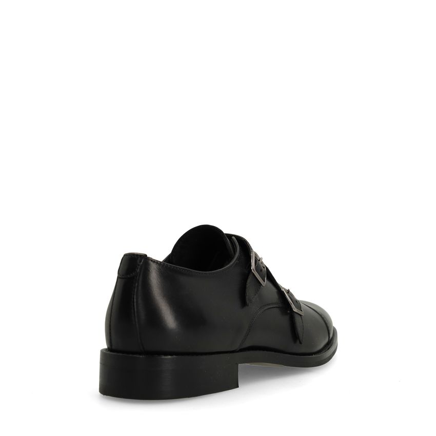 Schwarze Schnallenschuhe aus Leder