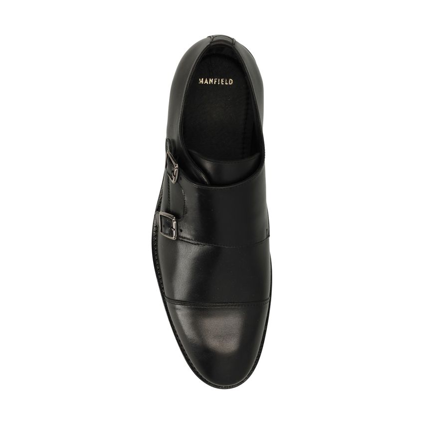 Schwarze Schnallenschuhe aus Leder