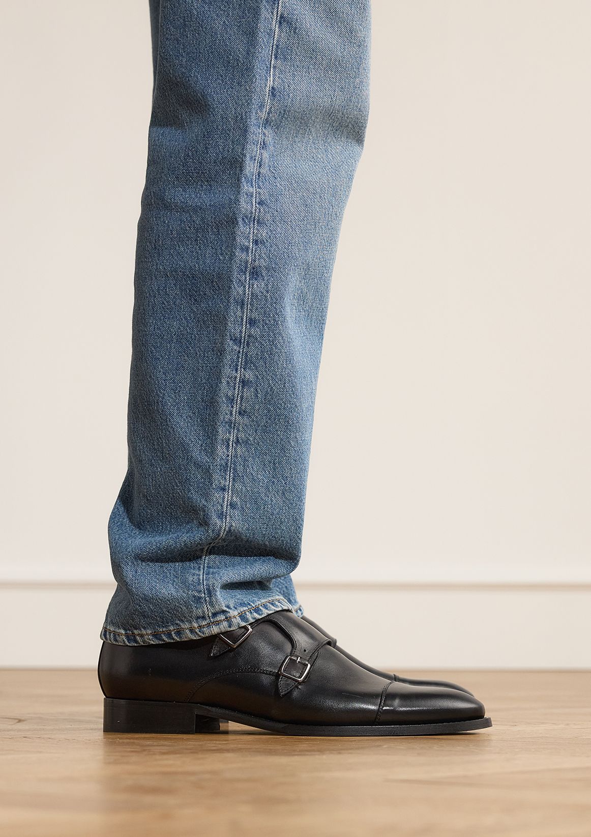 Zwarte leren gespschoenen