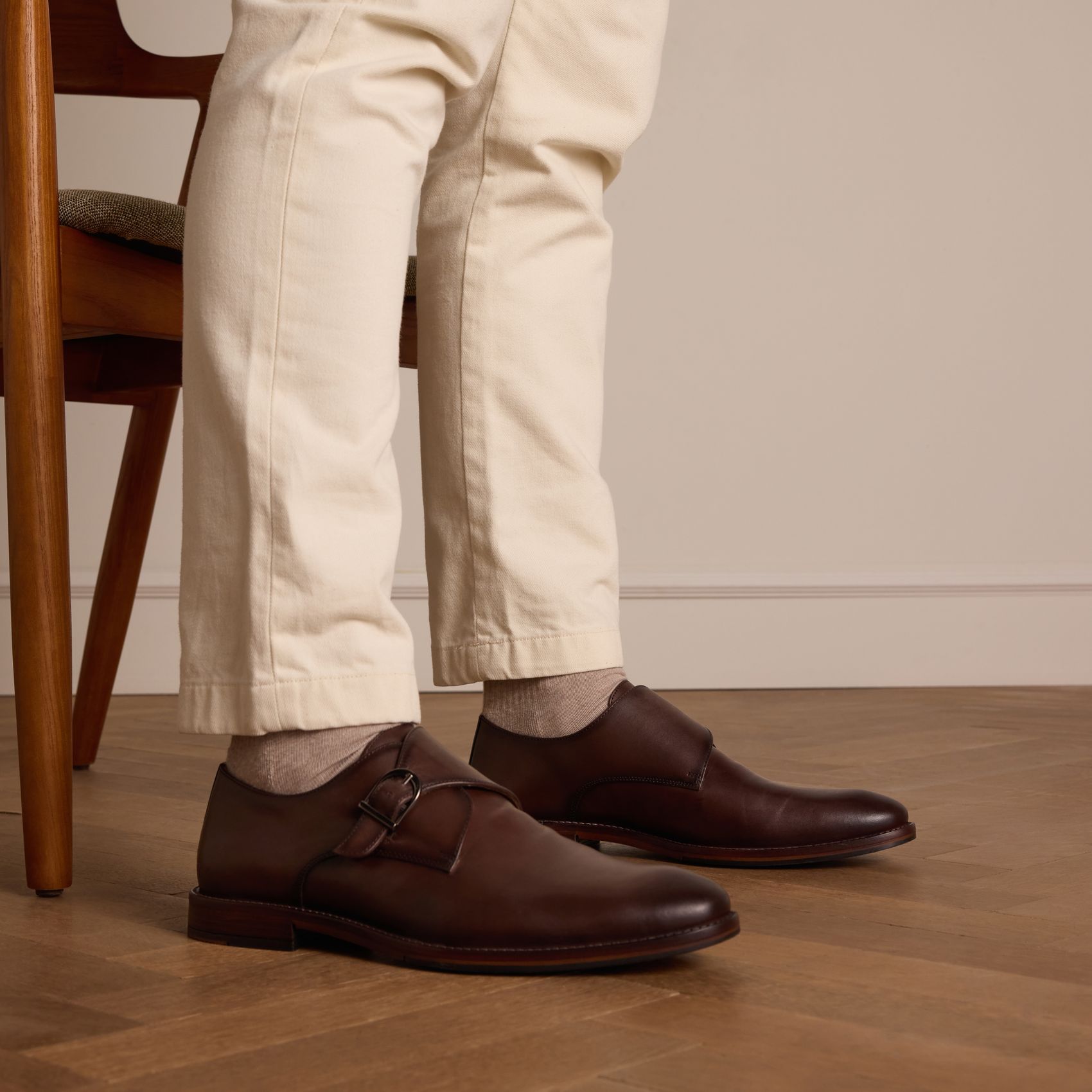 Bruine leren gespschoenen