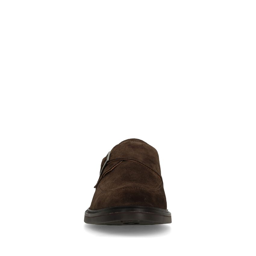 Dunkelbraune Schnallenschuhe aus Veloursleder