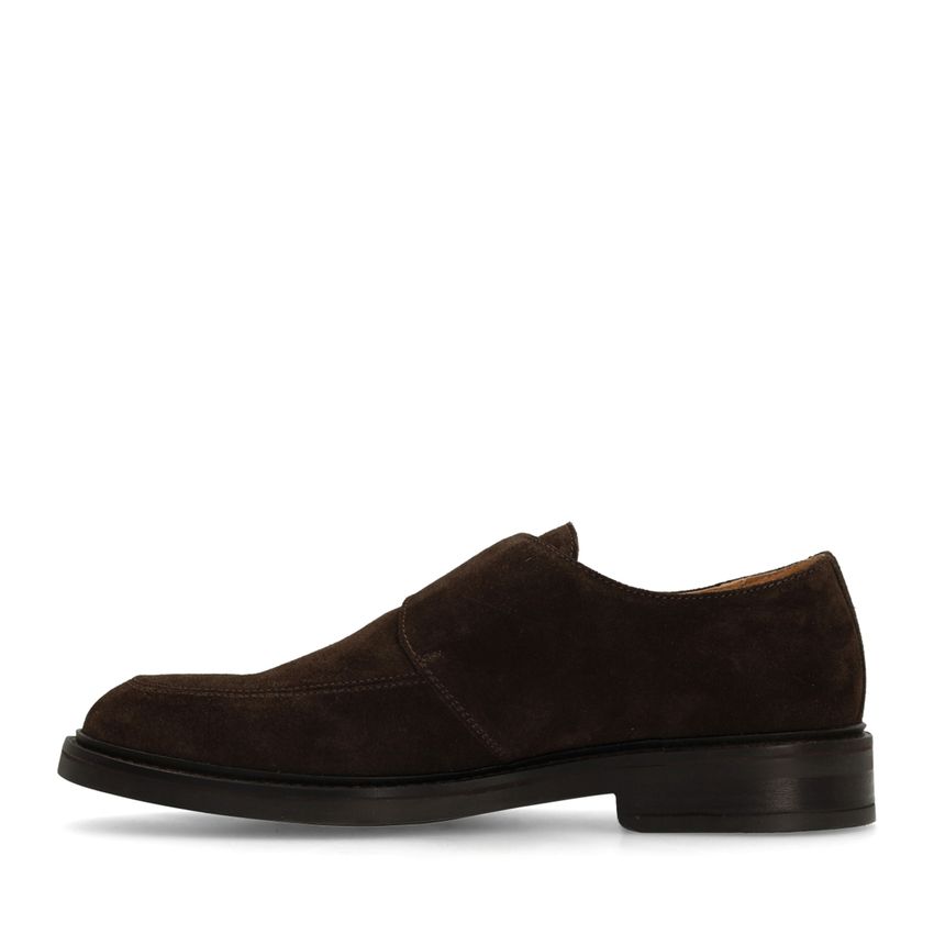 Dunkelbraune Schnallenschuhe aus Veloursleder