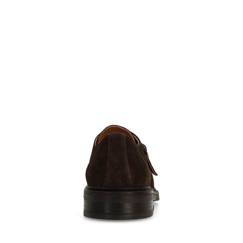 Dunkelbraune Schnallenschuhe aus Veloursleder