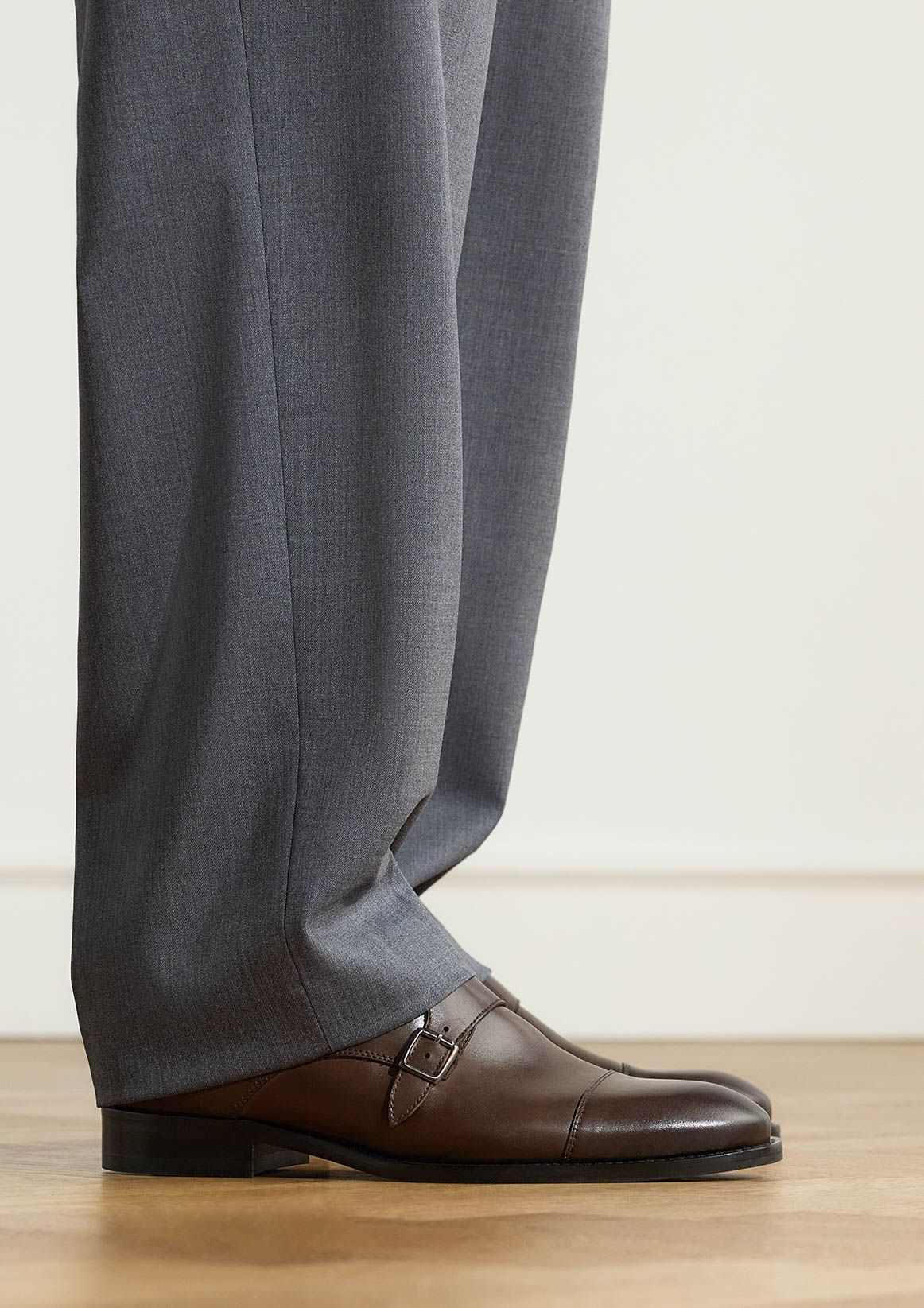 Donkerbruine leren gespschoenen