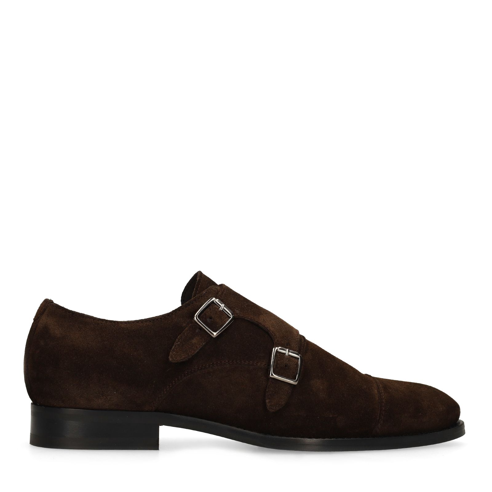Dunkelbraune Schnallenschuhe aus Veloursleder