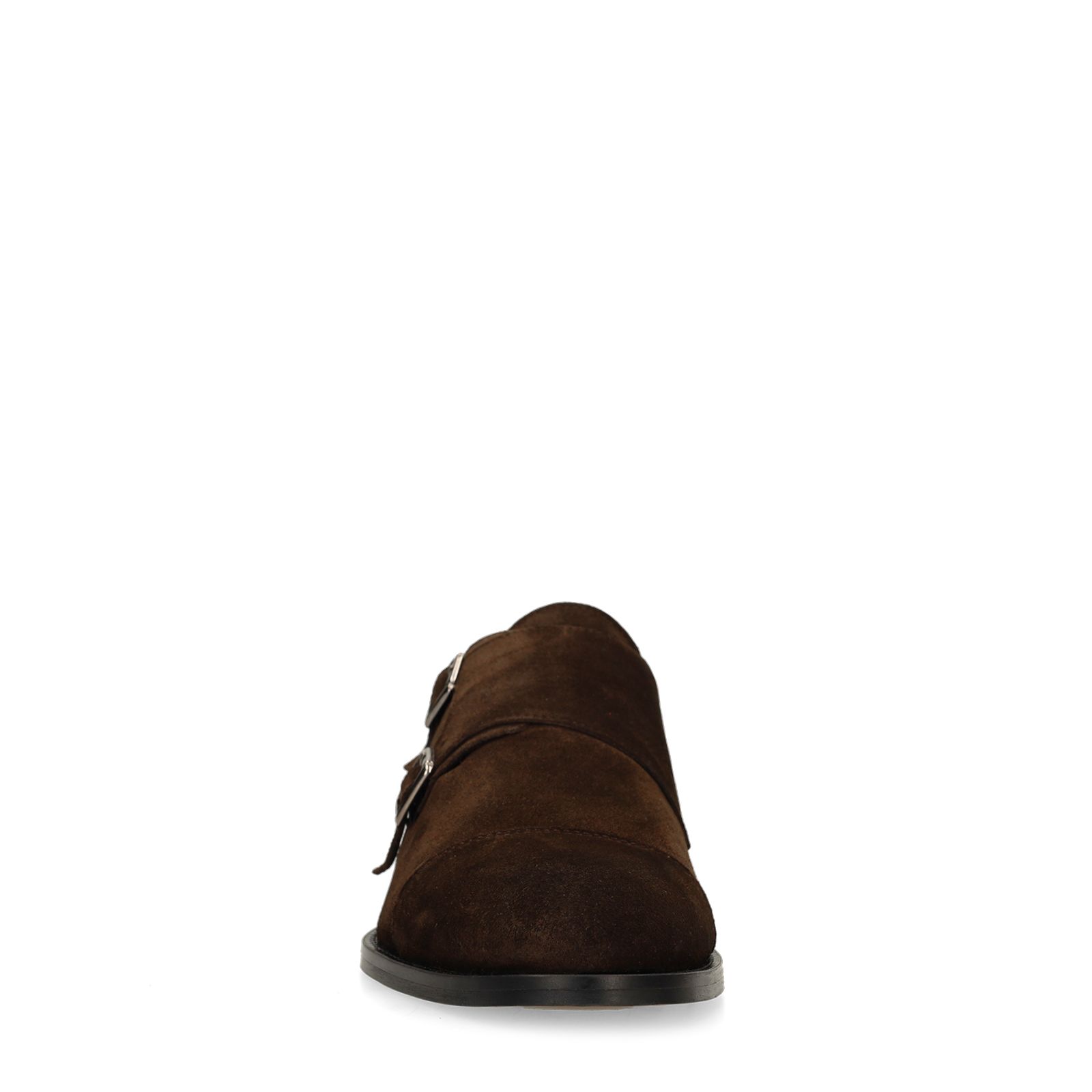 Donkerbruine suède gespschoenen