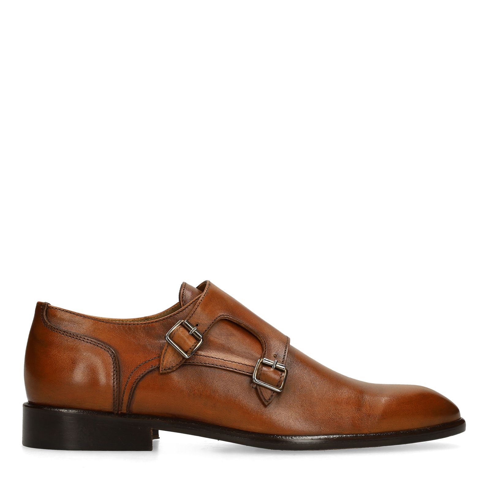 Bruine leren dubbele gesp loafers