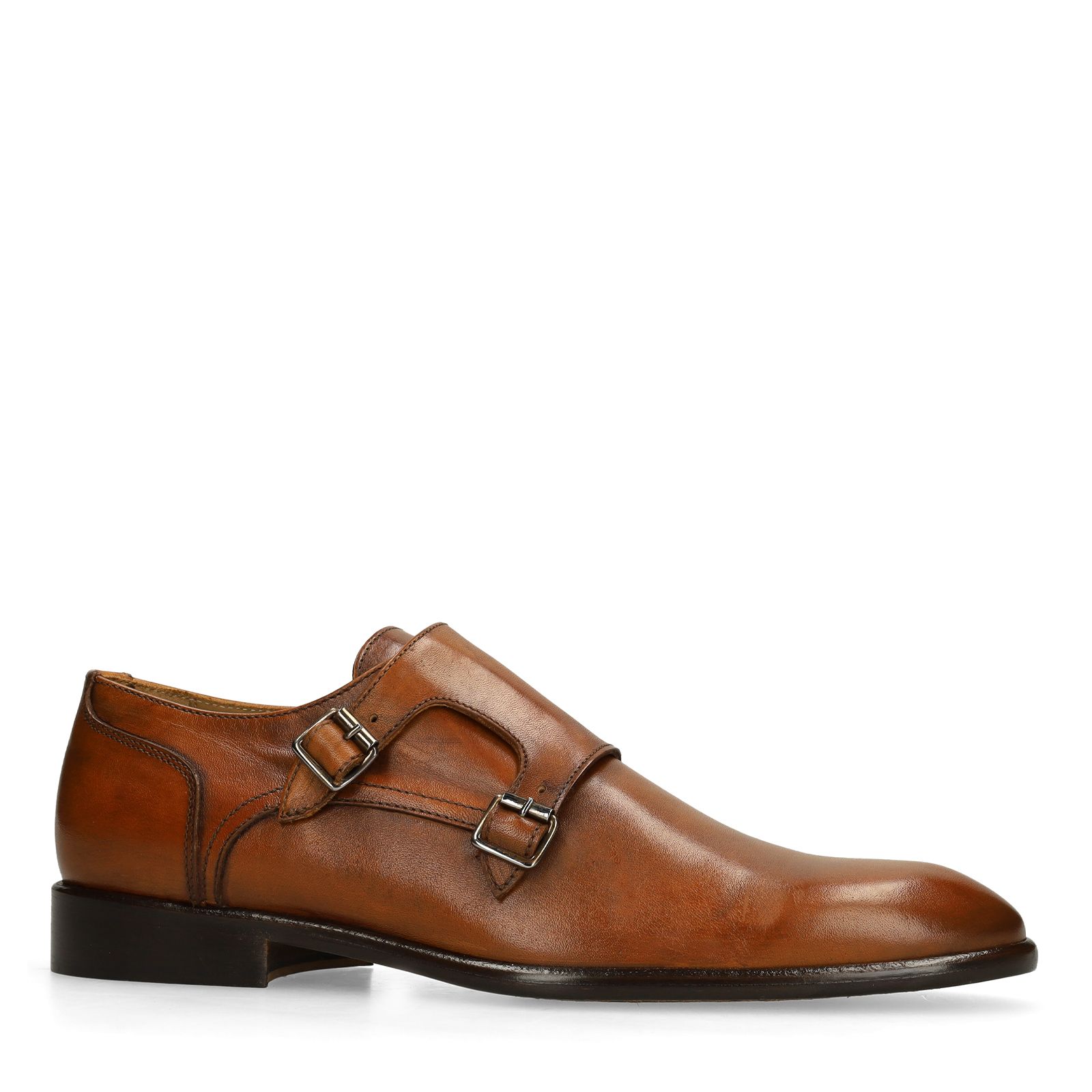 Bruine leren dubbele gesp loafers