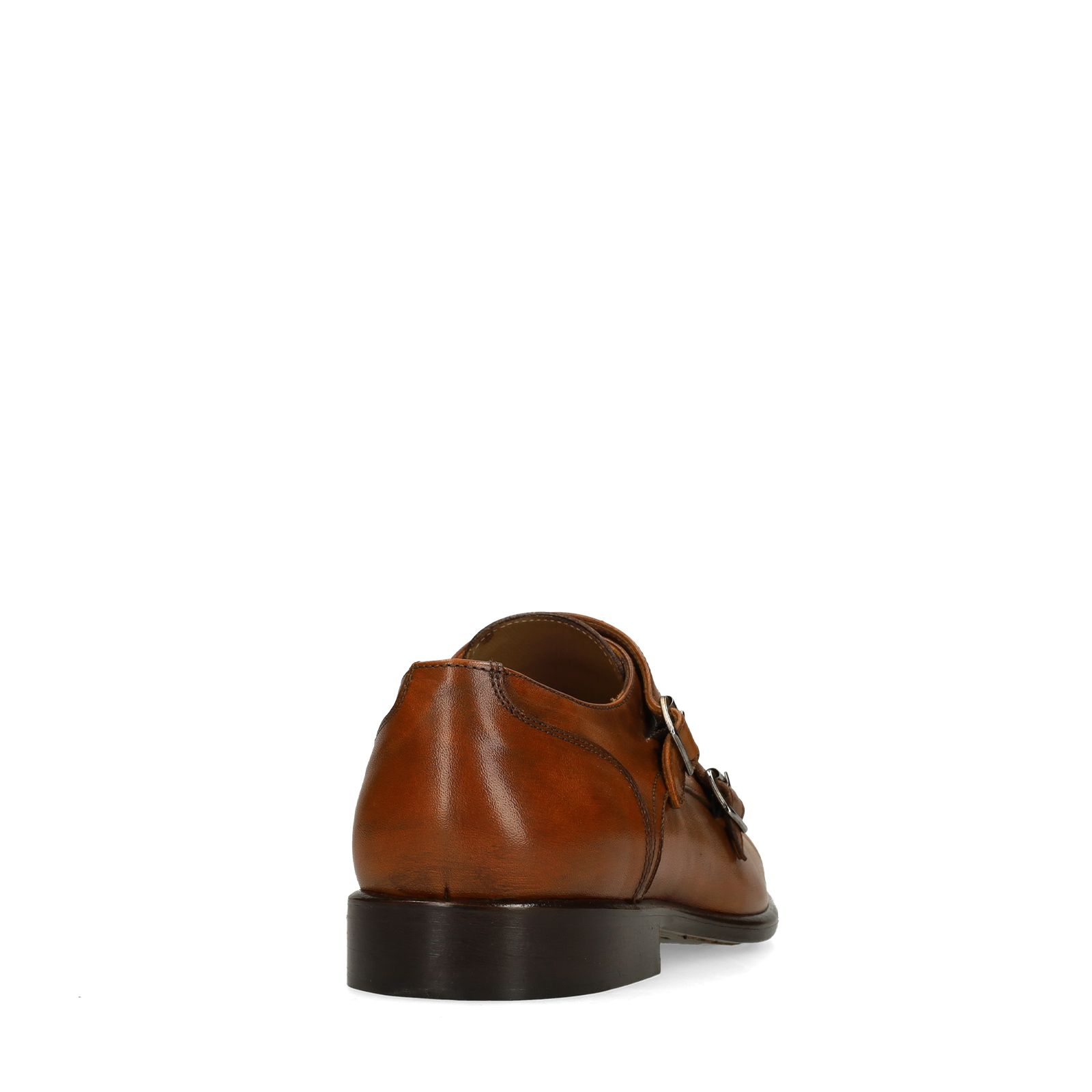 Bruine leren dubbele gesp loafers