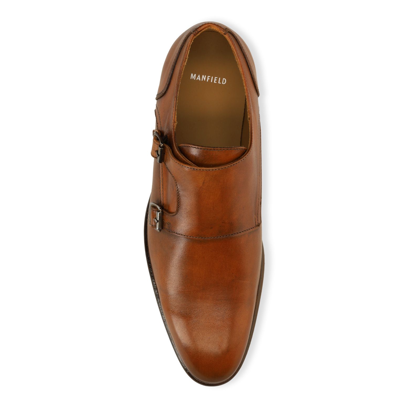 Bruine leren dubbele gesp loafers