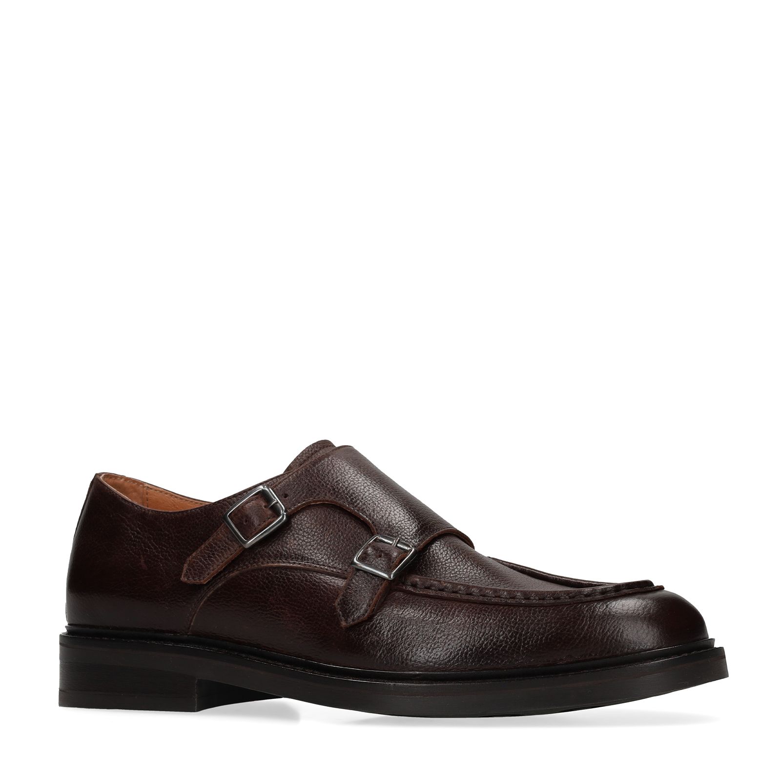 Braune Leder-Loafer mit Schnalle