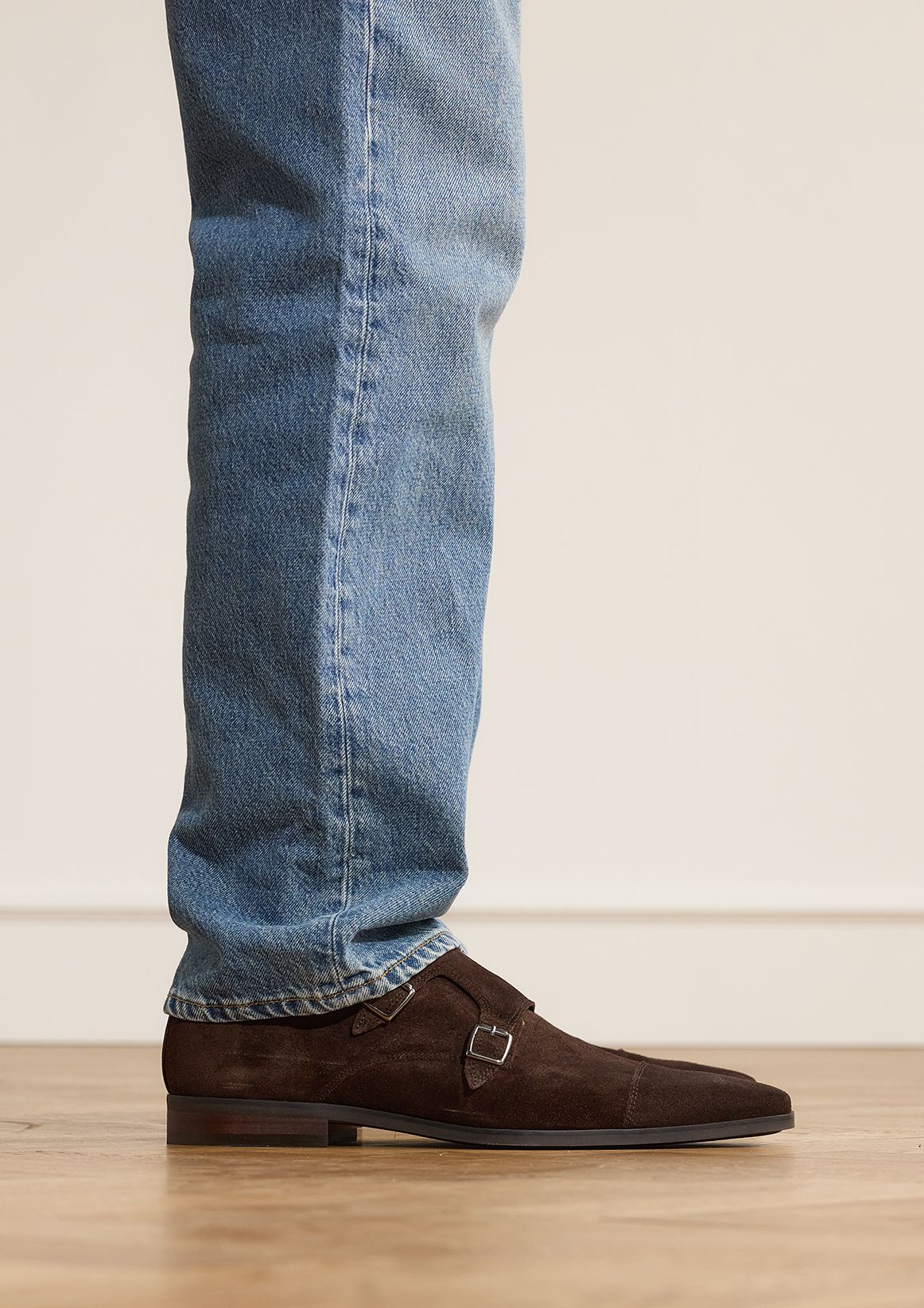 Bruine suède gespschoenen