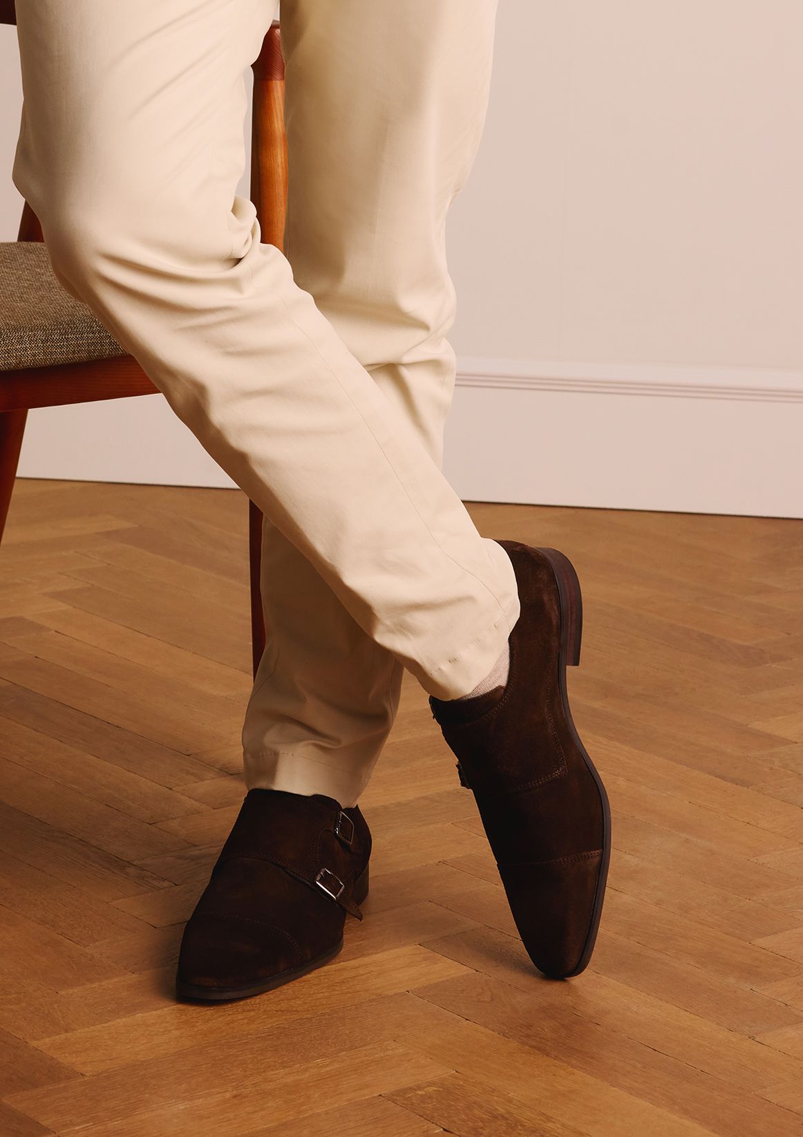 Bruine suède gespschoenen