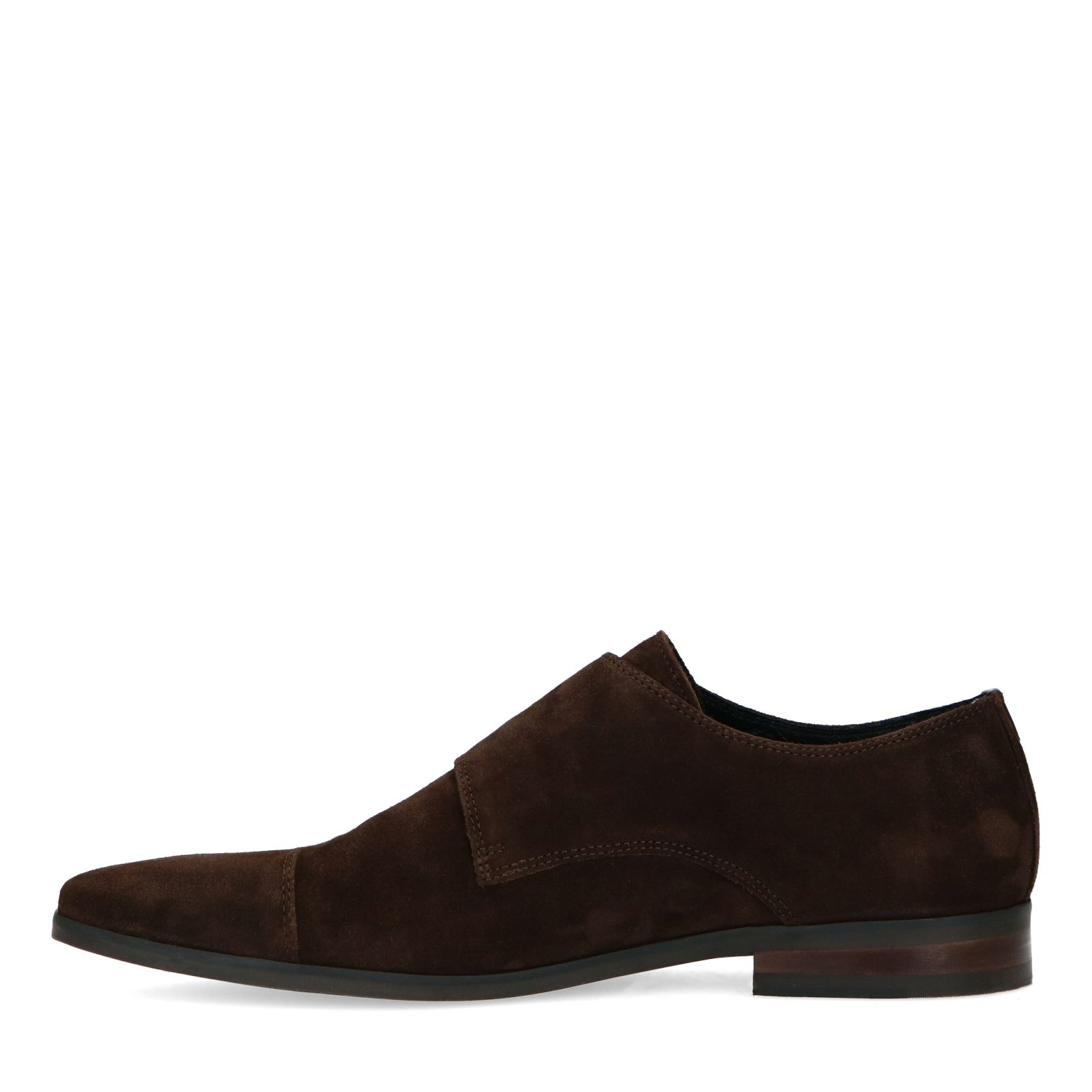 Donkerbruine gespschoenen van suède