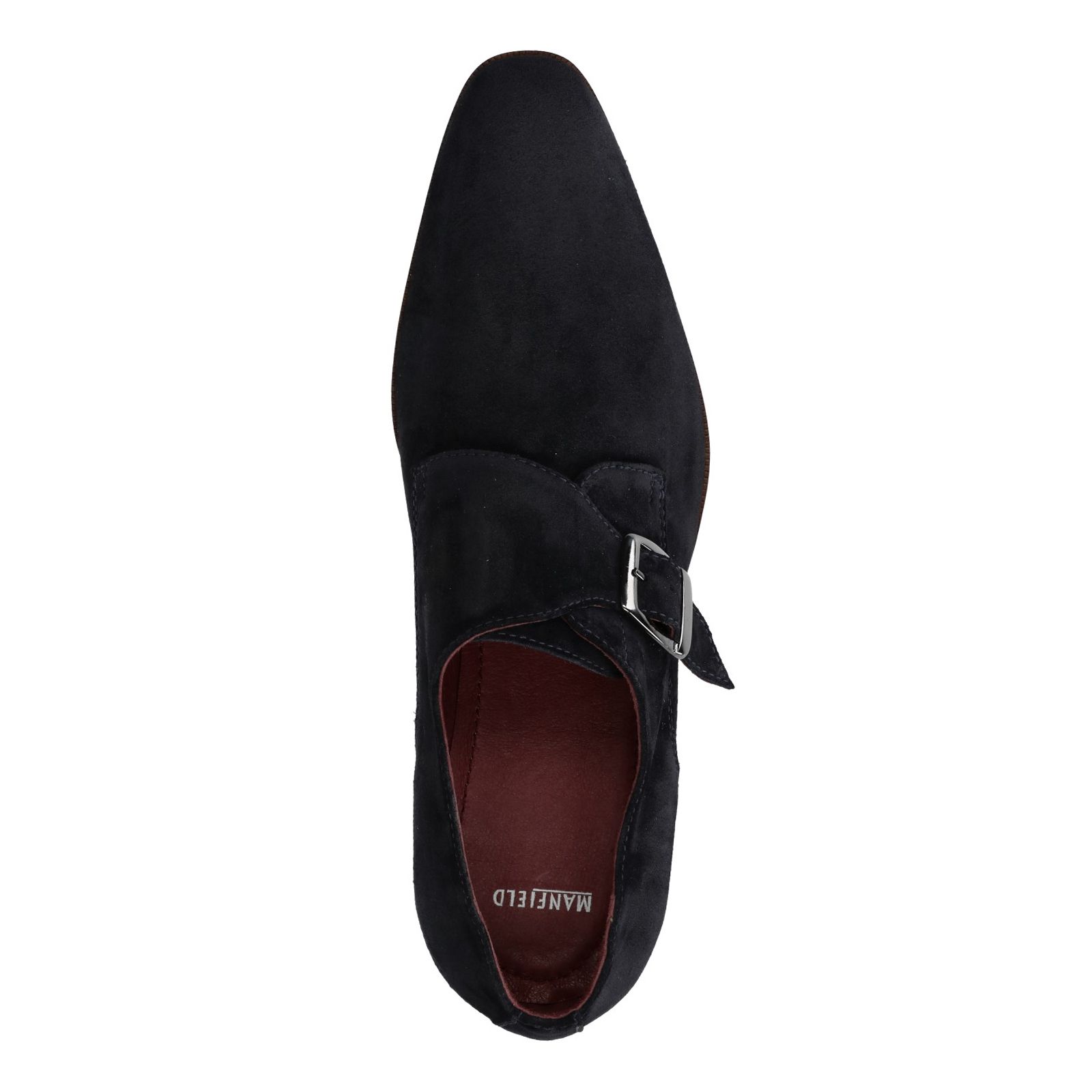 Dunkelblaue Schnallenschuhe aus Wildleder